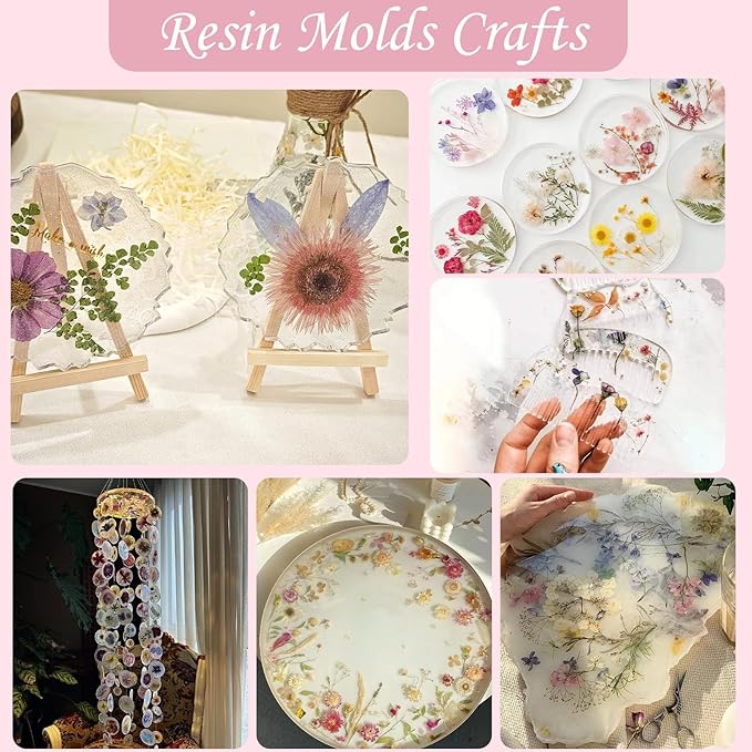 80P Vintage Pastel Dried Flowers for Crafts, Real Natural Pressed Flowers in Retro Soft Tones for Resin Art, DIY Crafts, Jewelry, Candle Decor & Scrapbooking – Tweezers Included