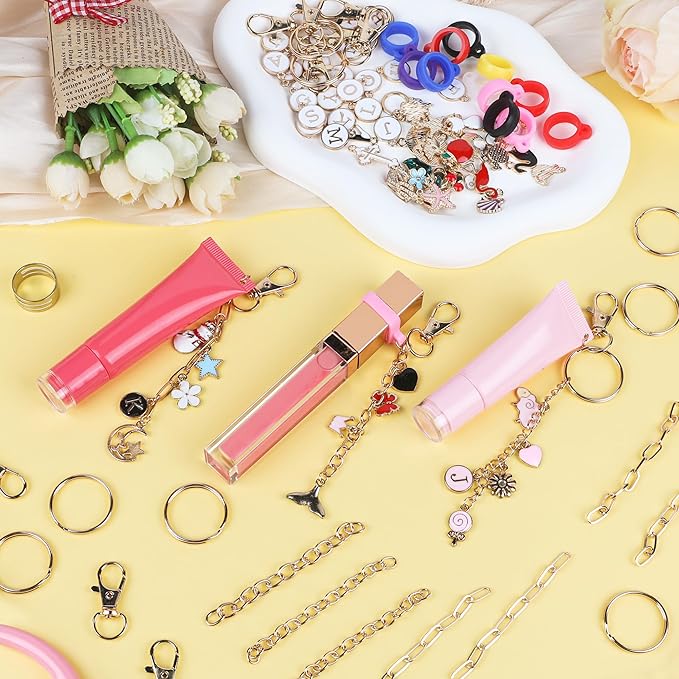 Starry 524 Pcs Keychain Making Kit, Including 25 Extender Chain 25 Keychain Clips 166 Charms Jewelry Plier Making Supplies for DIY Crafting and Jewelry Making