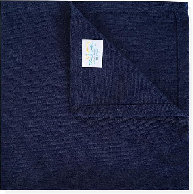 Blue Needles Solid Cloth Napkins Set of 12 Navy Blue 100% Cotton Dinner Napkins 18x18 inches - Soft, Reusable, Absorbent & Washable Linen, Ideal for Christmas Events, Parties & Everyday Use