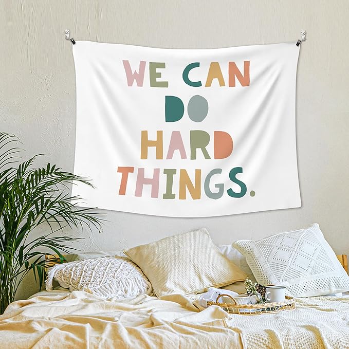 XLDLIOO Boho Classroom Wall Tapestry, Inspirational Kids Wall Tapestry Hanging for Classroom, We Can Do Hard Things Motivational Tapestries Decor Art for Kids Boys Girls Room Bedroom Playroom 40x30in