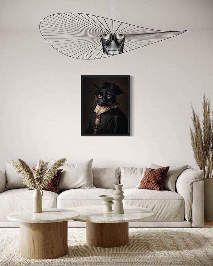 Renaissance Cat Art Poster Print, Cat Kitten Painting Humor Portrait Pet Artwork Decor Gallery A8 (Renaissance, 16 x 20 inches, Unframed)