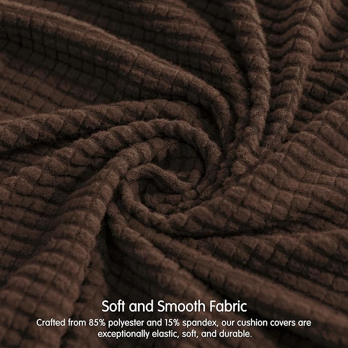 CHUN YI 2 Piece Couch Cushion Covers for Sofa Seat Slipcovers Suitable with Spandex Jacquard Washable Fabric (2 Piece Sofa Cushion Covers, Chocolate)