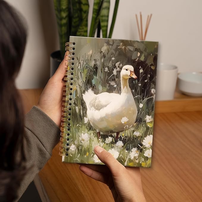 XNXLDYLH Cute Goose Duck Notebook Journal, Farmhouse Aesthetic Spiral Notebook, Cute Nature Aesthetic Journals Notebooks for Women Girls Boys Kids, Duck Office School Supplies Gifts, 5.5x8.3 Inch