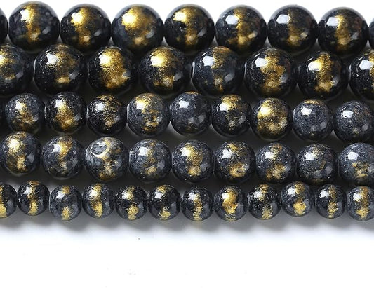 60pcs 6mm Natural Blue Black Lapis Lazuli Jade Beads for Jewelry Making Round Loose Beads DIY Bracelets Necklaces Energy Healing Stone Beads 15" (6mm, Blue Black Lapis Lazuli Jade)