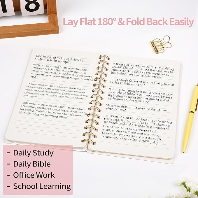 Spiral Notebook - Lined 160 Pages Journal with Back Pockets for College Journal, Twin-Wire Binding Notebook Perfect for Office & Home School Supplies, 3 Pack Set