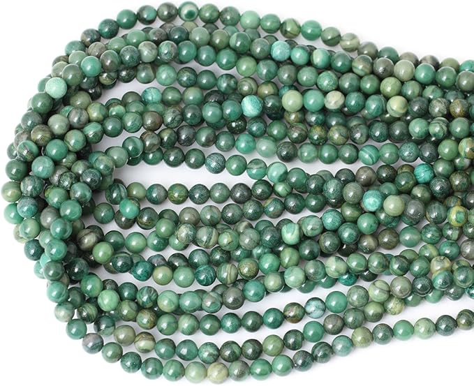 60PCS 6mm Natural Verdite Stone African Jade Gemstone Round Loose Beads for Jewelry Making DIY Findings 1 Strand 15"