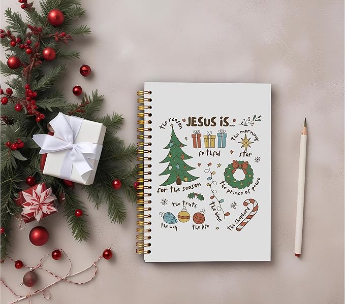 Christmas Notebook, Jesus Is the Season for the Season Christmas Journal, Christmas Office Gifts for Coworkers, Christmas Composition Notebook, Christmas Spiral Notebook 5.5x8.3 Inch