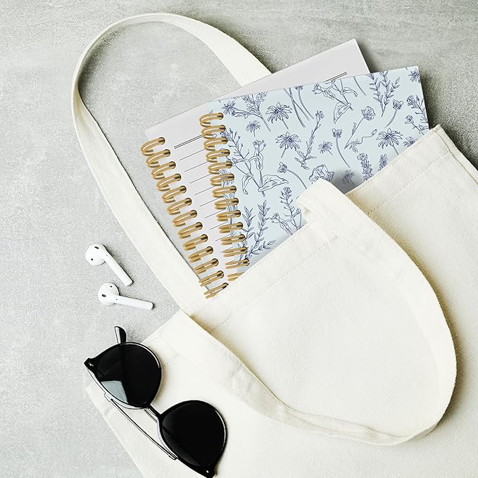 Pugwak Vintage Floral Journal Notebook - Preppy Botanical Flower Notebooks College Ruled for Work School, Gifts for Women Coworker, Office Supplies, Hardcover Spiral Notebook 5.5"x8.3"