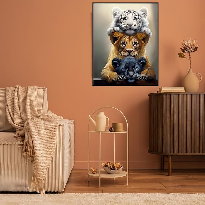 GXGLLPZBY Painting by Numbers Kit for Adults Beginner,Cute Tiger Color by Numbers for Adults,Adult Paint by Number Kits on Canvas,Paint by Numbers Easy Oil Painting for Home Wall Decor 11.8X15.7 Inch