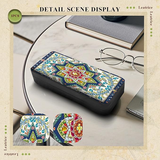 Leatrice Mandala Diamond Art Kits for Adults Small Diamond Painting Kit Gem Art Paint by Diamonds Dot Eyeglass Case Hard Shell 5d Diamond Art DIY for Beginner Women