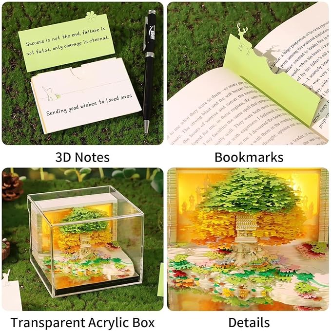 Time Piece Calendar 2026,3D Tree Tear-Away Memo Pad Creative Desk Calendars,3D Notepad Paper Carving Art Sticky Notes,3D Calendar 2026 Suitable for Room and Office Desktop Decoration