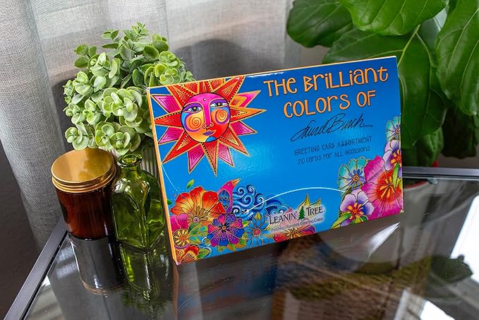Leanin' Tree The Brilliant Colors of Laurel Burch Greeting Cards Assortment Box, Made In USA, 20 Assorted Cards with Envelopes All Occasion, Cute Stationery Set for Women with Bright Stunning Artwork