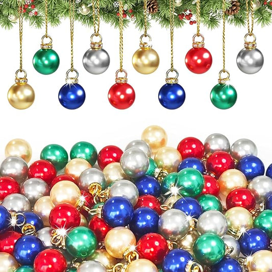 120 Pcs Christmas Ball Ornaments,Miniature Christmas Glitter Balls Xmas Tree Hanging Decorations Pendants for Outdoor Indoor Holiday Party DIY Craft Supplies,0.6 Inch