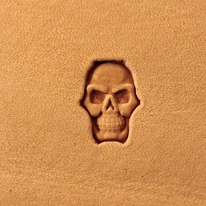 DandS ltd Leather Stamp Tool, Skull, Professional Steel Craft Tool for Leatherworking, Embossing, Carving & Stamping Leather Projects, Belts Wallets & DIY Projects Compatible with Mallet #375
