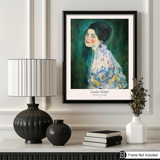 Poster Master Vintage Gustav Klimt Poster - Retro Portrait of a Lady Print - Expressionism Art - Woman Art - Classic Painting - Aesthetic Art - Living Room or Office Decor - 24x32 UNFRAMED Wall Art