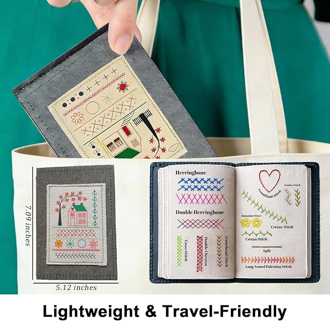 Funcupri ﻿2026 New Embroidery Stitch Book Kit,Beginner Embroidery Kit for Adults, Hand Embroidery Kit for Sew Enthusiast