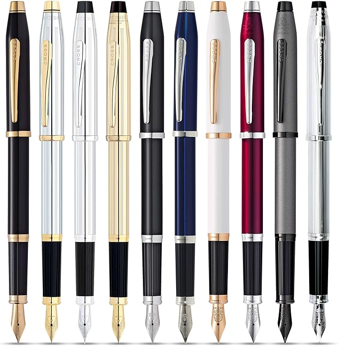 Cross Century II Refillable Fountain Pen, Medium Nib, Includes Luxury Gift Box - Pearlescent White Lacquer