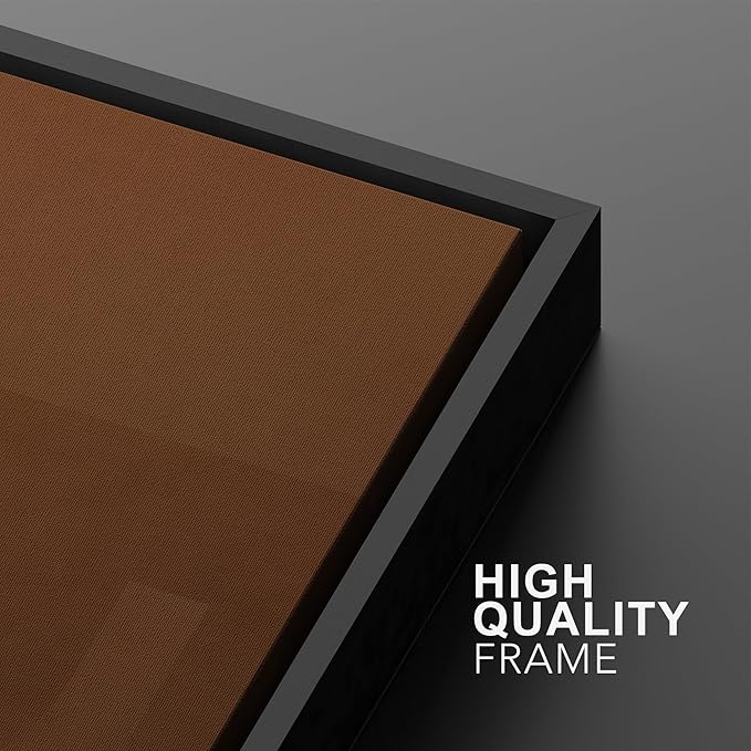 SIGNWIN Framed Canvas Print Wall Art Set Mid-Century Brown Polygon Landscape Abstract Shapes Digital Art Modern Art Decorative Minimalism Vintage for Living Room, Bedroom, Office - 16"x24"x2 Black