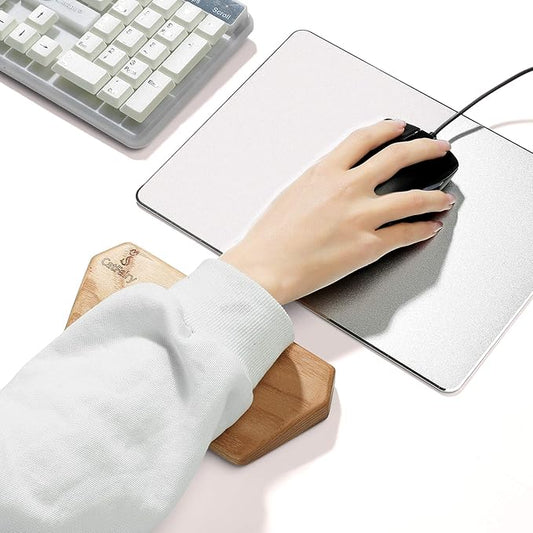 Ash Wooden Wrist Rest - Solid Wood Palm Rest for Keyboard, Mouse Pad Wrist Guard - (Fraxinus Excelsior, 6.9in)