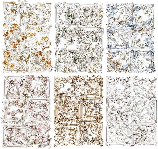 120Pcs Baroque Relief Corner Paper Embellishments, Retro Ornamental Frame Ephemera for Scrapbooking, Journaling, Junk Journal Supplies, and DIY Crafts with Glue Tape