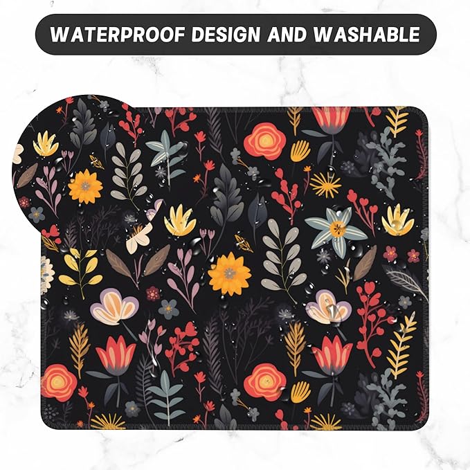 Mouse Pad, Boho Colorful Floral Mouse Pads for Desk,Soft Computer Mouse Mat Square Waterproof Non-Slip Rubber Base Gaming MousePads for Women Men,Laptop,Office