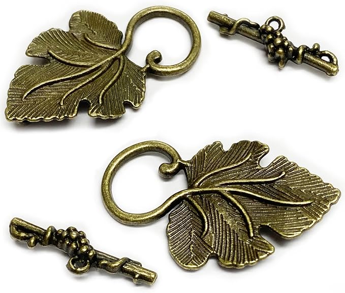 Brass Heavy Duty Jewelry Clasps Grape Leaves Clasp Toggle Findings Jewelry Making 16 Set