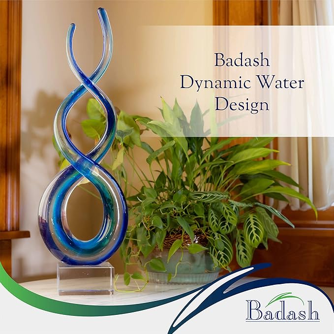 Badash - Touch of The Blues Murano Style Art Glass Centerpiece on Crystal Base H14