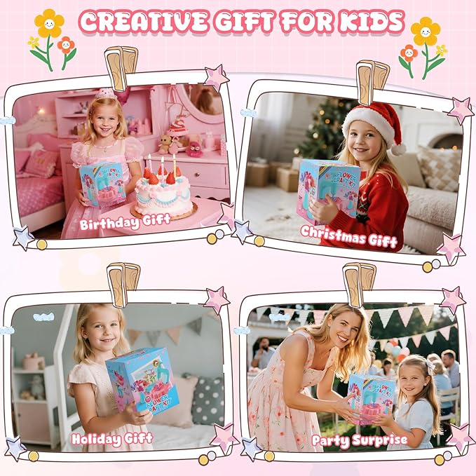 LansinLife DIY Flower Making Arts and Crafts Toys, Arts & Crafts Birthday Gift for Kids Ages 4-9, Handmade Creative Flower Market Kit for 4-6-8+Year Old Girl (Accessories Kit)