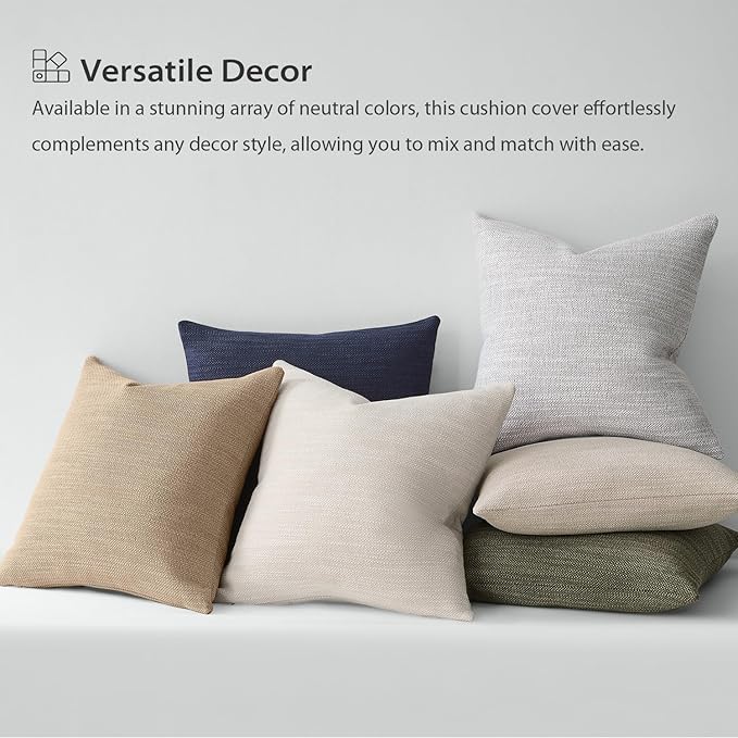 Meekio Set of 2 Linen Look Olive Green Pillow Covers 20x20, Decorative Throw Pillow Covers for Couch, Sofa, Bed & Living Room Decor