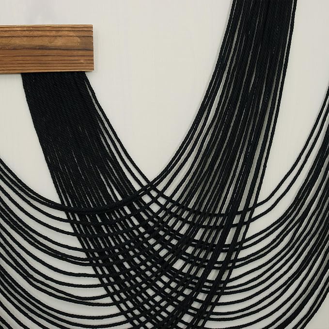 LB Black Macrame Wall Hanging, Boho Tapestry Wall Hanging Macrame Wall Art Handmade Yarn Woven Wall Art Modern Home Decor Headboard Wall Decor for Bedroom Living Room Dorm Nursery, 12x25 Inch