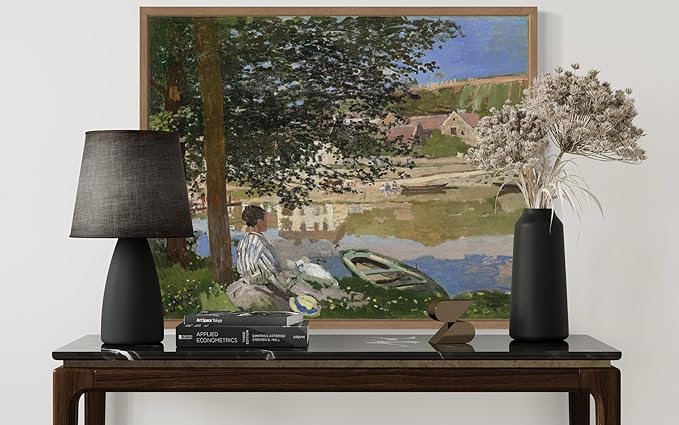 On the Bank Claude Monet Wall Art Print Poster, Impressionist Painting Wall Art Wall Decor, for Bedroom and Living room Bathroom Decor 115 (On the Bank, 11 x 14 inches, Wood Frame)