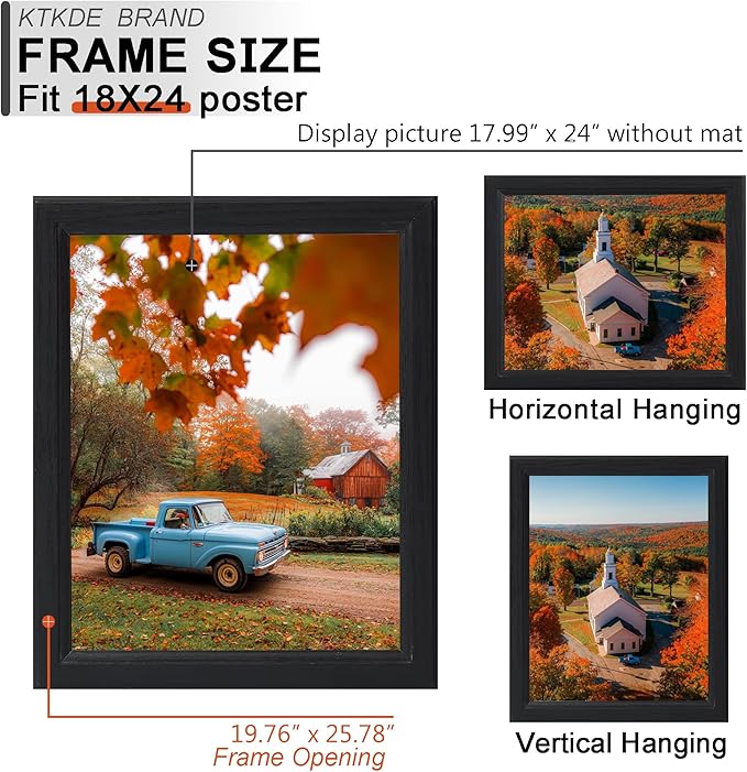 KTKDE Studio Gallery 18x24 Select Poster Frame Set of 5, Wooden frames black Display Poster, Posters & Art Prints for Artwork Wall Vertical or Horizontal Display best gift