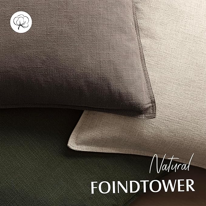 Foindtower Set of 2, Decorative Linen Soild Throw Pillow Covers Soft Accent Euro Cushion Case Farmhouse Neutral Pillowcase for Chair Couch Sofa Bedroom Living Room Home Decor 22 x 22 Inch Light coffee