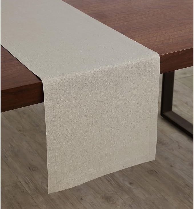 Solino Home Linen Natural Table Runner 60 Inches - 100% Pure Linen Small Table Runner 14 x 60 Inch Ideal for Dresser and Coffee Tables - Spring, Easter - Diana Medium Weight