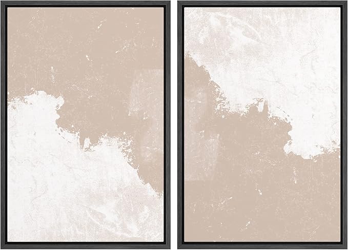 SIGNWIN Framed Canvas Print Wall Art Set Grunge Pastel Paint Stroke Landscape Abstract Shapes Illustrations Modern Art Minimal Decorative Nordic for Living Room, Bedroom, Office - 16"x24"x2 Black