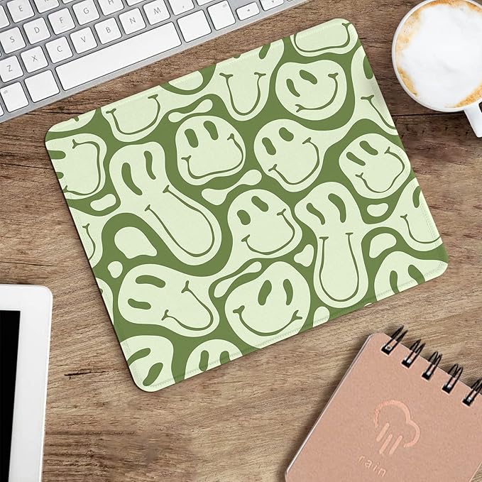 Seorsok Square Mouse Pad Cute Retro Smiley Hippie,Office Home Personalized Premium-Textured Mouse Mat Design,Waterproof Mousepad,Non-Slip Rubber Base Computer Mouse Pads for Wireless Mouse