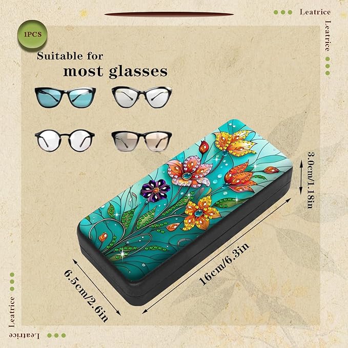 Leatrice Flower Diamond Art Kits for Adults Small Diamond Painting Kit Gem Art Paint by Diamonds Dot Eyeglasses Case 5d Diamond Art DIY for Beginner Women