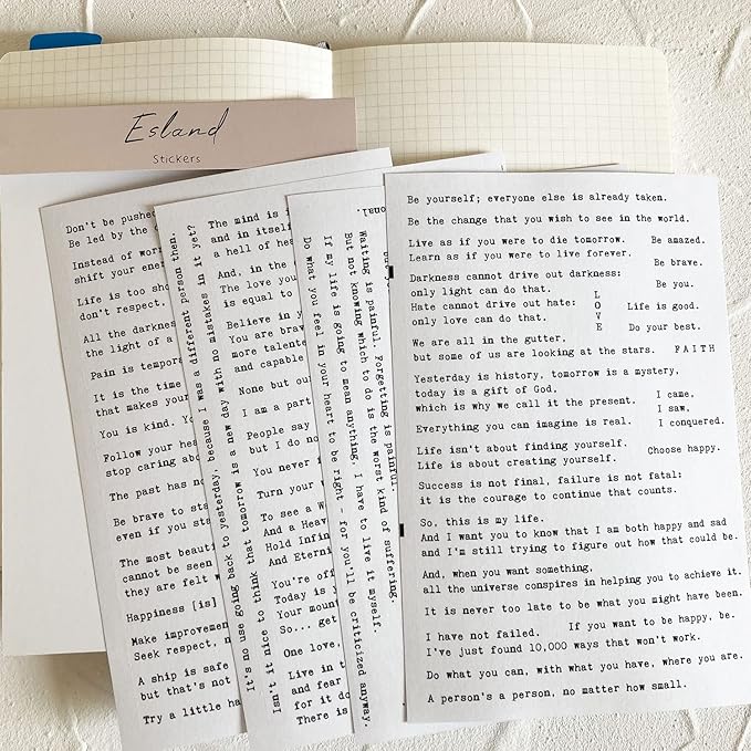 4 Sheets Inspirational Quotes Motivational Scripts Planner Stickers Vintage Typewriter Sayings Letters Aesthetic Journal Diary Scrapbook Art Crafts Accessories Stickers