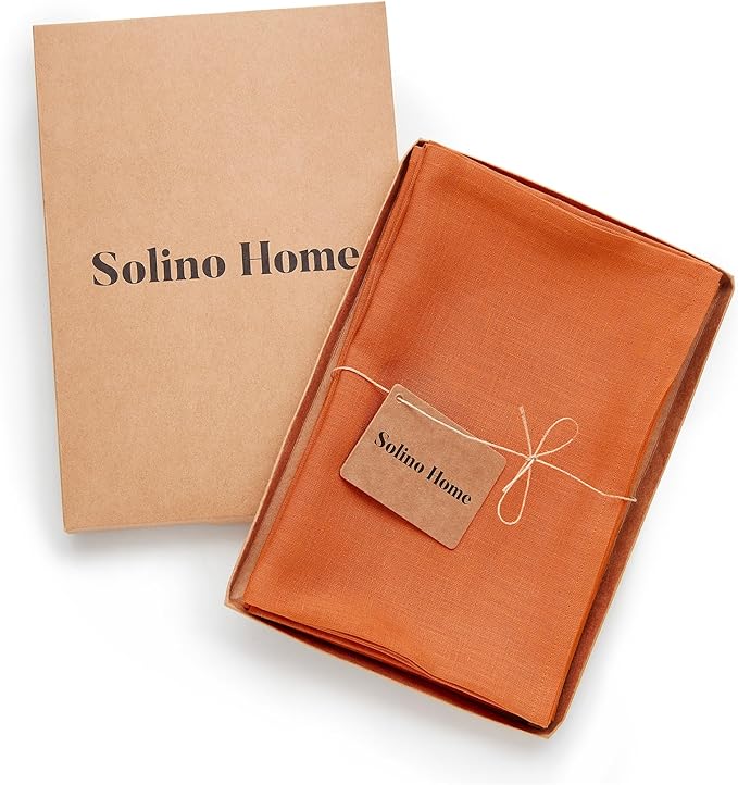 Solino Home Linen Napkins Set of 4-100% Pure Linen Persimmon Orange Dinner Napkins Cloth 20 x 20 Inch for Spring, Easter - Fete, Handcrafted and Machine Washable