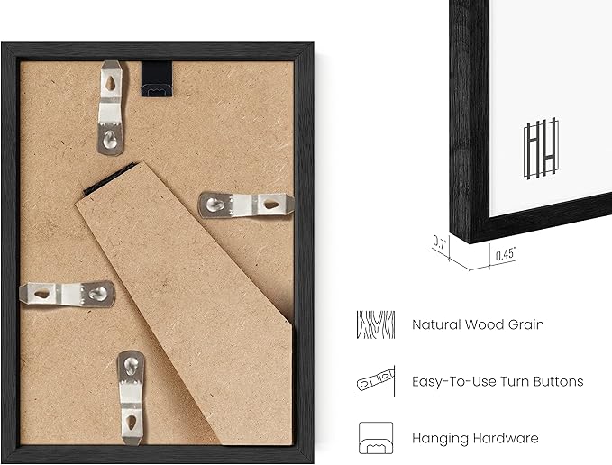 HAUS AND HUES Black Oak Wood Picture Frame, 5x7, Set of 4, Wall Mount, Picture Frame for Walls, 12.7x17.8 cm, Contemporary Style, Unisex Adult