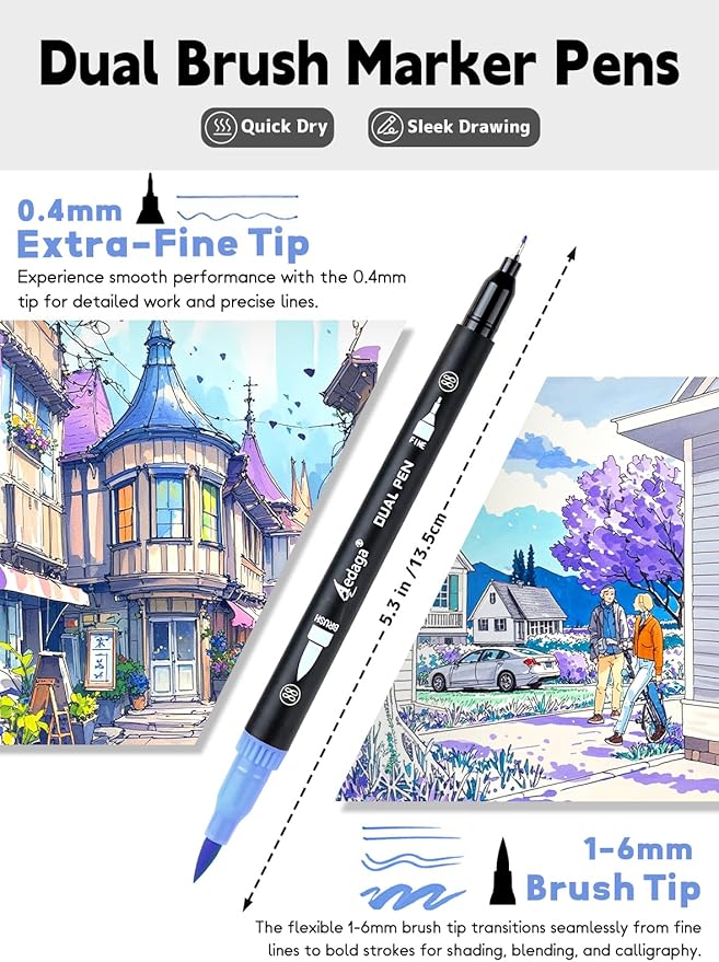 80 Colors Numbered Dual Tip Brush Pens with Free App, Fine and Brush Tips Pens for Adults and Kids, Coloring Markers for Coloring Book Bullet Journaling Note Taking Planner Hand Lettering
