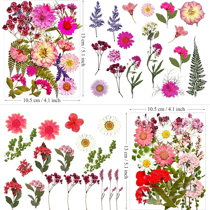 72Pcs Pressed Dried Flowers for Resin Molds, Real Natural Bulk Dry Floral Leave for DIY Art Crafts, Epoxy Jewelry, Candle, Soap Making, Nails Decors Gifts
