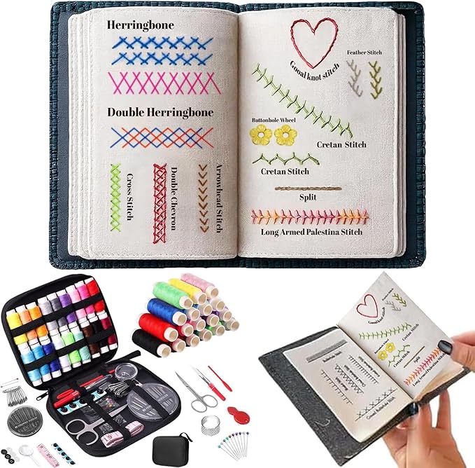 Funcupri ﻿2026 New Embroidery Stitch Book Kit,Beginner Embroidery Kit for Adults, Hand Embroidery Kit for Sew Enthusiast