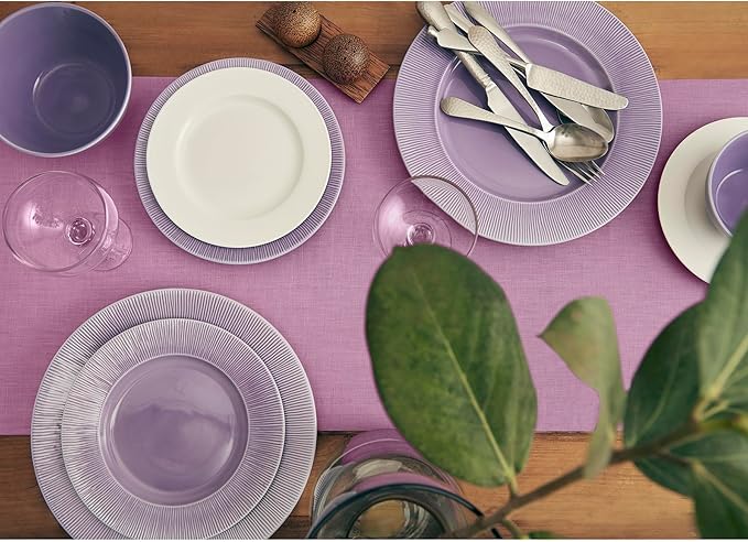 Solino Home Linen Violet Table Runner 60 Inches - 100% Pure Linen Farmhouse Short Table Runner 14 x 60 Inch Ideal for Dresser and Coffee Tables - Spring, Easter, Valentines - Fete