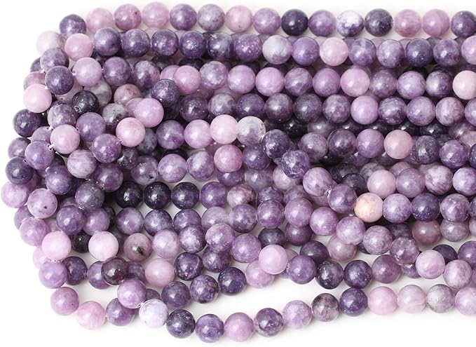 45PCS 8mm Natural Lepidolite Round Loose Beads for Jewelry Making 1 Strand 15"