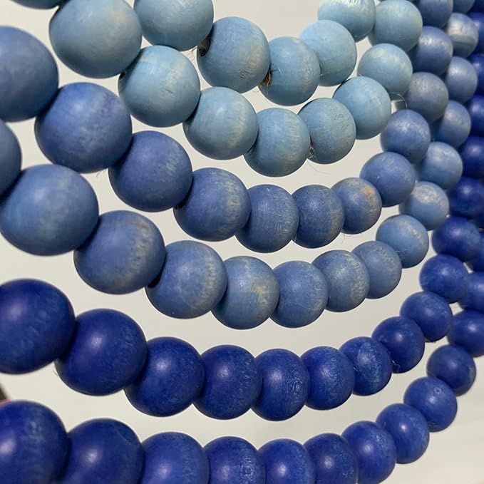 Fenisam Boho Chic Wooden Bead Garland Wall Hanging Tapestry, Natural-Inspired Home Decor for Living Room, Bedroom, Entryway, Nursery, Apartment & Dorm (Sky Blue Gradient, 24 Inches)