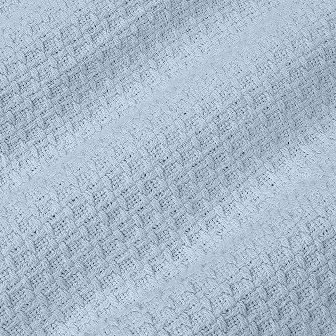 100% Fine Cotton Blanket Luxurious Weave Stylish Design Soft and Comfortable All Season Warmth, King, Pearl Blue (Pack of 6)