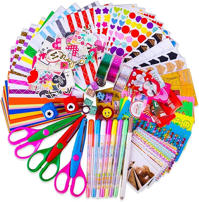 FaCraft Scrapbooking Supplies Kit Luxury Accessories,Scrapbooks Album Supplies,DIY Card Making Craft for Kids Art Activity Birthday Graduation Gift