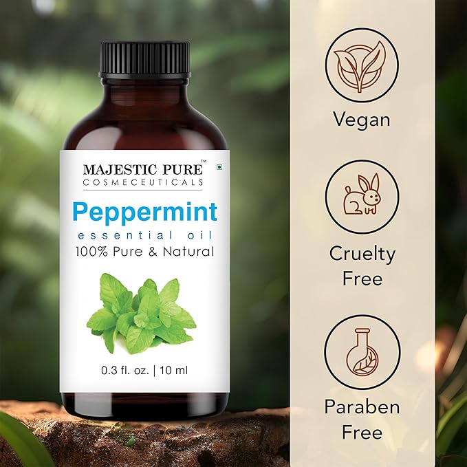 Majestic Pure Peppermint Essential Oil - 100% Pure Peppermint Oil for Aromatherapy, Massage & Topical Uses, Perfect for Diffuser & Essential Oil Diffuser - 0.3 fl. oz