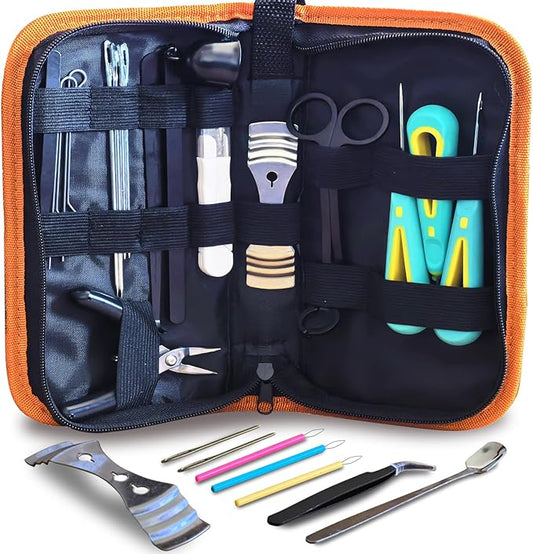 DiaWiew Candle Making Kit for Adults Beginners with Storage Bag, Candle Mold Punching and Wick Threading Tool, Including a Punching Needle with Hook and Large Eye, and Bracket for Fixing Candle Wicks